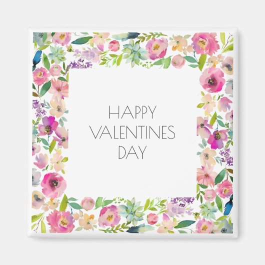 Happy Valentijns Waterverf Floral Love You Name Na Magneet (Voorkant)