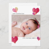 Happy Valentijns Waterverf hartfoto Feestdagenkaart (Voorkant / Achterkant)