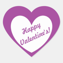 "Happy Valentijns' wit hart op paars Sticker