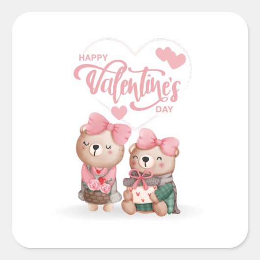 Happy Valentijnsdag 2023 - Love Afbeeldingen Funny Vierkante Sticker (Voorkant)