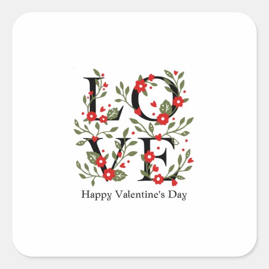 Happy Valentijnsdag 2023 - Love Afbeeldingen Styli Vierkante Sticker (Voorkant)