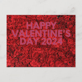 Happy valentijnsdag 2024 rood roos briefkaart