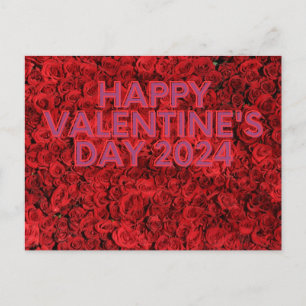 Happy valentijnsdag 2024 rood roos briefkaart