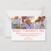 Happy Valentijnsdag 3 foto's Collage minimaal rood Notitiekaartje (Voorkant)