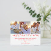 Happy Valentijnsdag 3 foto's collage rood script Feestdagenkaart (Staand voorkant)