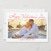 Happy Valentijnsdag 3 foto's Red Script Holiday Notitiekaartje (Voorkant)