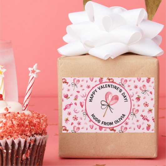 Happy Valentijnsdag, 4 rechthoek, ovale Sticker (Feest)