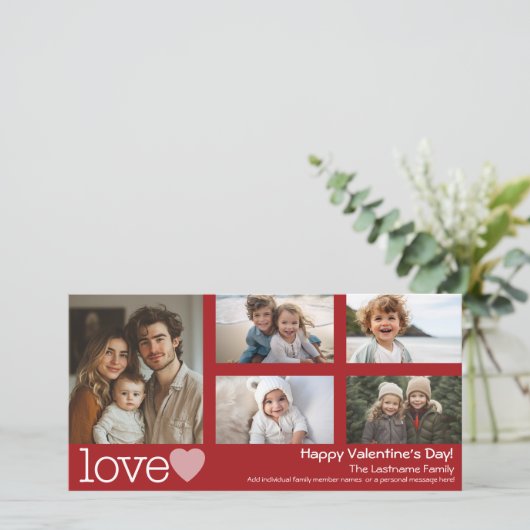 Happy Valentijnsdag - 5 fotocollage Feestdagenkaart (Staand voorkant)