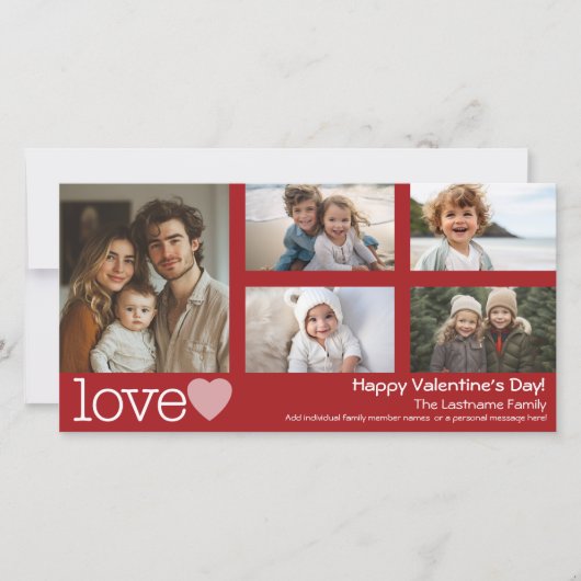 Happy Valentijnsdag - 5 fotocollage Feestdagenkaart (Voorkant)