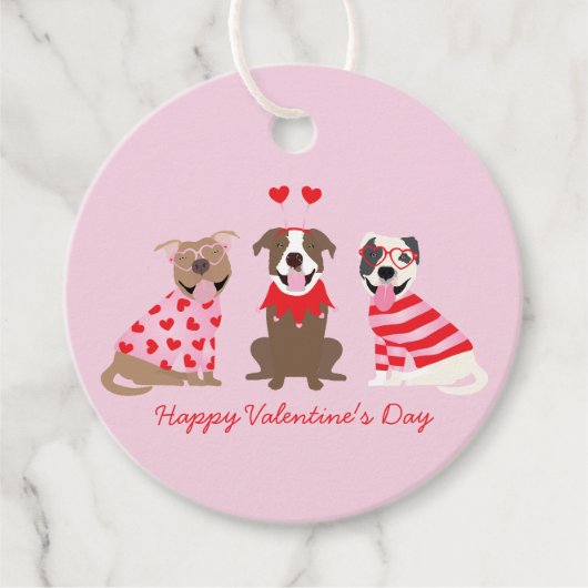 Happy Valentijnsdag Amerikaanse Pit Bull Terriers Bedankjes Labels (Voorkant)