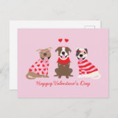 Happy Valentijnsdag Amerikaanse Pit Bull Terriers Briefkaart (Voorkant / Achterkant)