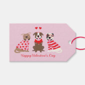 Happy Valentijnsdag Amerikaanse Pit Bull Terriers Cadeaulabel (Voorkant (Horizontaal))