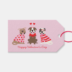 Happy Valentijnsdag Amerikaanse Pit Bull Terriers Cadeaulabel