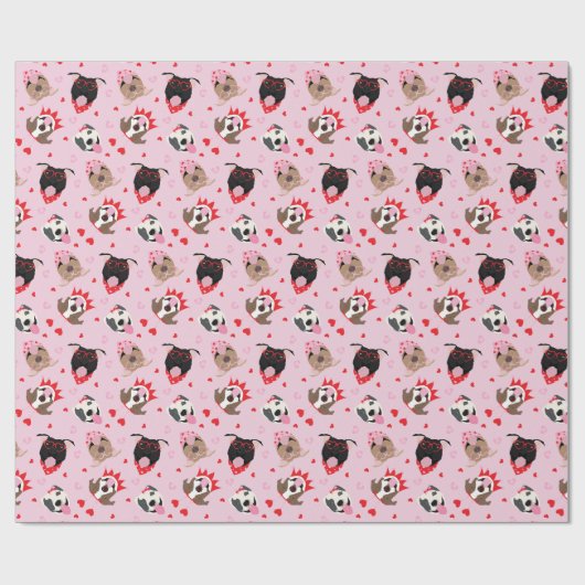 Happy Valentijnsdag Amerikaanse Pit Bull Terriers Cadeaupapier (Vlak)