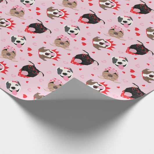 Happy Valentijnsdag Amerikaanse Pit Bull Terriers Cadeaupapier (Hoek)