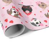 Happy Valentijnsdag Amerikaanse Pit Bull Terriers Cadeaupapier (Rol Hoek)