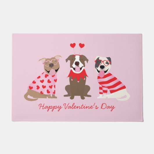 Happy Valentijnsdag Amerikaanse Pit Bull Terriers Deurmat (Voorkant)