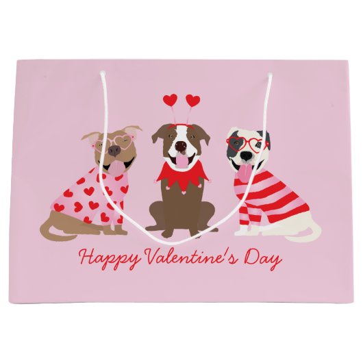 Happy Valentijnsdag Amerikaanse Pit Bull Terriers Groot Cadeauzakje (Voorkant)