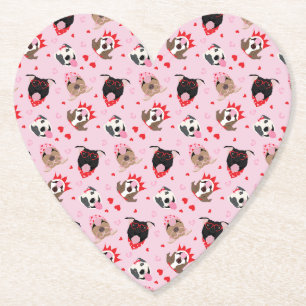 Happy Valentijnsdag Amerikaanse Pit Bull Terriers Kartonnen Onderzetters