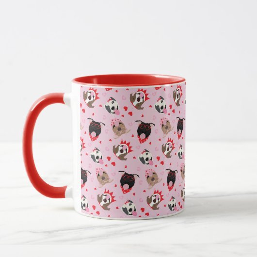 Happy Valentijnsdag Amerikaanse Pit Bull Terriers Mok (Links)