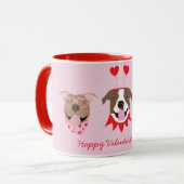 Happy Valentijnsdag Amerikaanse Pit Bull Terriers Mok (Voorkant links)