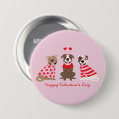 Happy Valentijnsdag Amerikaanse Pit Bull Terriers Ronde Button 7,6 Cm (Voorkant /achterkant)