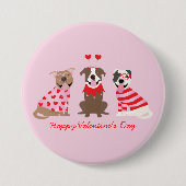 Happy Valentijnsdag Amerikaanse Pit Bull Terriers Ronde Button 7,6 Cm (Voorkant)