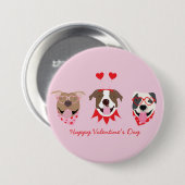 Happy Valentijnsdag Amerikaanse Pit Bull Terriers Ronde Button 7,6 Cm (Voorkant /achterkant)