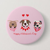 Happy Valentijnsdag Amerikaanse Pit Bull Terriers Ronde Button 7,6 Cm (Voorkant)