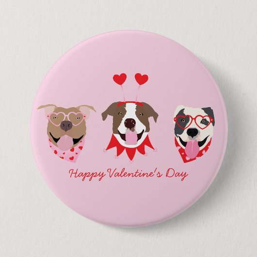 Happy Valentijnsdag Amerikaanse Pit Bull Terriers Ronde Button 7,6 Cm (Voorkant)