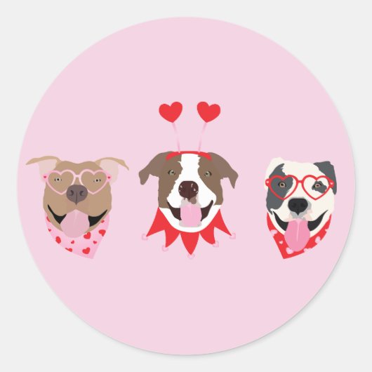 Happy Valentijnsdag Amerikaanse Pit Bull Terriers Ronde Sticker (Voorkant)