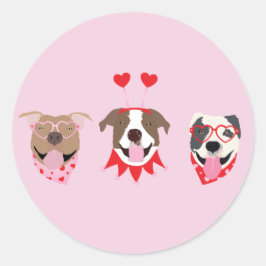 Happy Valentijnsdag Amerikaanse Pit Bull Terriers Ronde Sticker