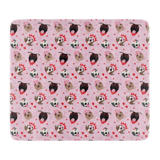 Happy Valentijnsdag Amerikaanse Pit Bull Terriers Snijplank (Voorkant)