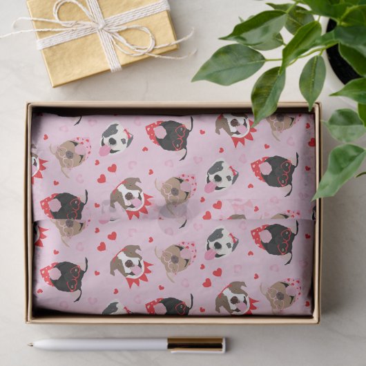 Happy Valentijnsdag Amerikaanse Pit Bull Terriers Tissuepapier (Geschenk)