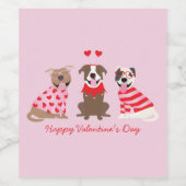 Happy Valentijnsdag Amerikaanse Pit Bull Terriers Wijn Etiket (Enkel label)