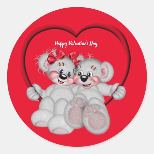 Happy Valentijnsdag Beren Classic Round Sticker (Voorkant)