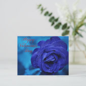 Happy Valentijnsdag blauw roos cadeau Briefkaart (Staand voorkant)