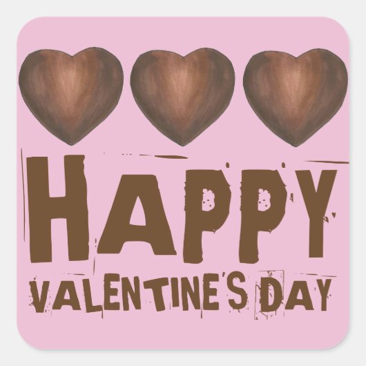 Happy Valentijnsdag Chocolate Heart Snoep Love Vierkante Sticker (Voorkant)