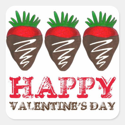 Happy Valentijnsdag Chocolate Strawberry Sticker (Voorkant)