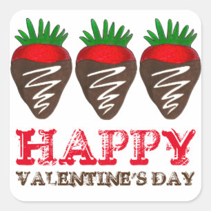 Happy Valentijnsdag Chocolate Strawberry Sticker