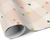 Happy Valentijnsdag Confetti Hearts Plaid Cadeaupapier (Rol Hoek)