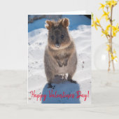 Happy Valentijnsdag Cute Quokka op de strand Kaart (Gele Bloem)