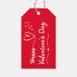 Happy Valentijnsdag Eenvoudig Rood & Wit Cadeau La Cadeaulabel