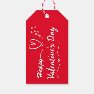 Happy Valentijnsdag Eenvoudig Rood & Wit Cadeau La Cadeaulabel