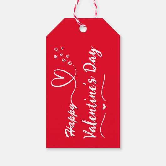 Happy Valentijnsdag Eenvoudig Rood & Wit Cadeau La Cadeaulabel (Voorkant)