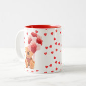 Happy Valentijnsdag feestdag hart koffie Tweekleurige Koffiemok (Voorkant links)