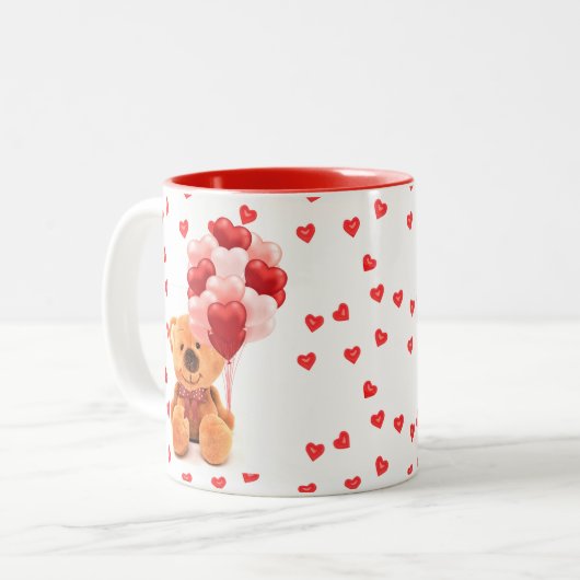 Happy Valentijnsdag feestdag hart koffie Tweekleurige Koffiemok (Voorkant links)