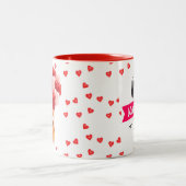 Happy Valentijnsdag feestdag hart koffie Tweekleurige Koffiemok (Center)