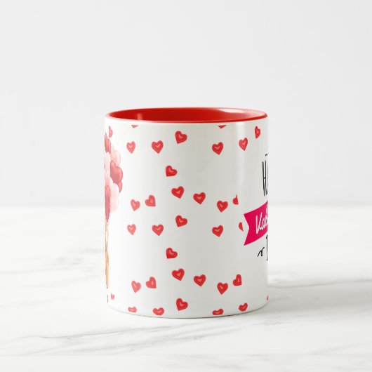 Happy Valentijnsdag feestdag hart koffie Tweekleurige Koffiemok (Center)
