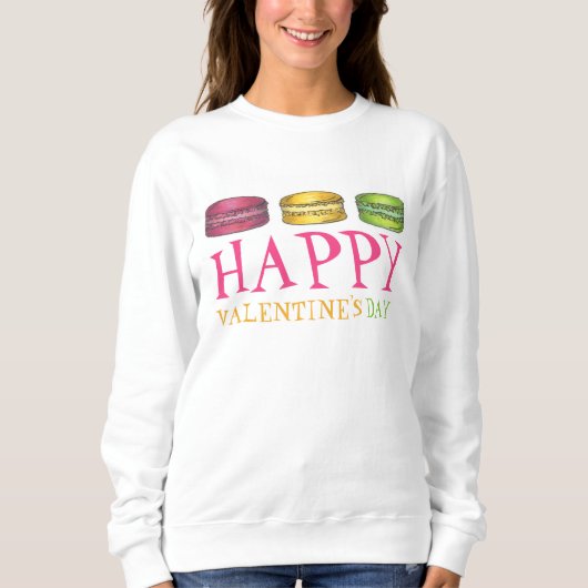 Happy Valentijnsdag Franse Macaron Cookie Pastel Trui (Voorkant)
